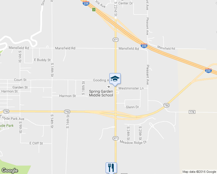 map of restaurants, bars, coffee shops, grocery stores, and more near 5802 South 22nd Street in St. Joseph