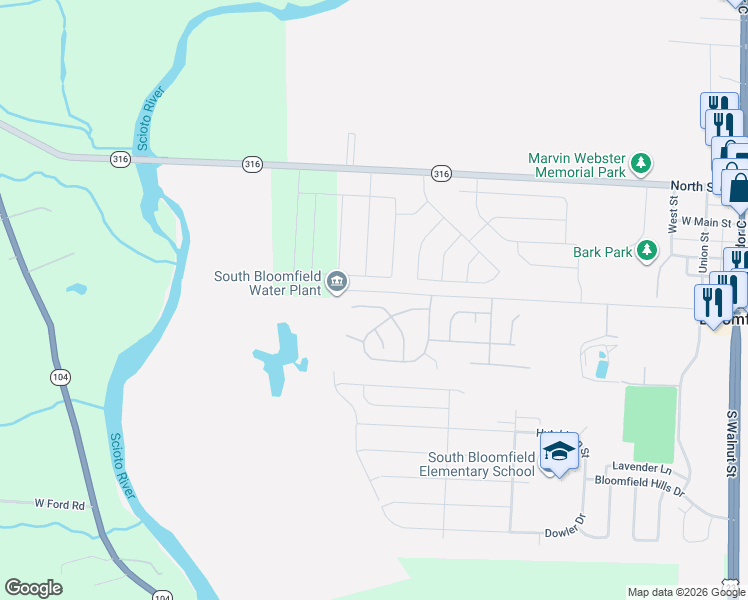 map of restaurants, bars, coffee shops, grocery stores, and more near 66 Knollwood Court in Ashville