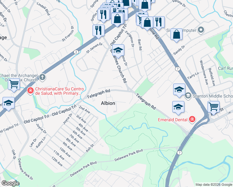 map of restaurants, bars, coffee shops, grocery stores, and more near 22 Sharons Way in Wilmington