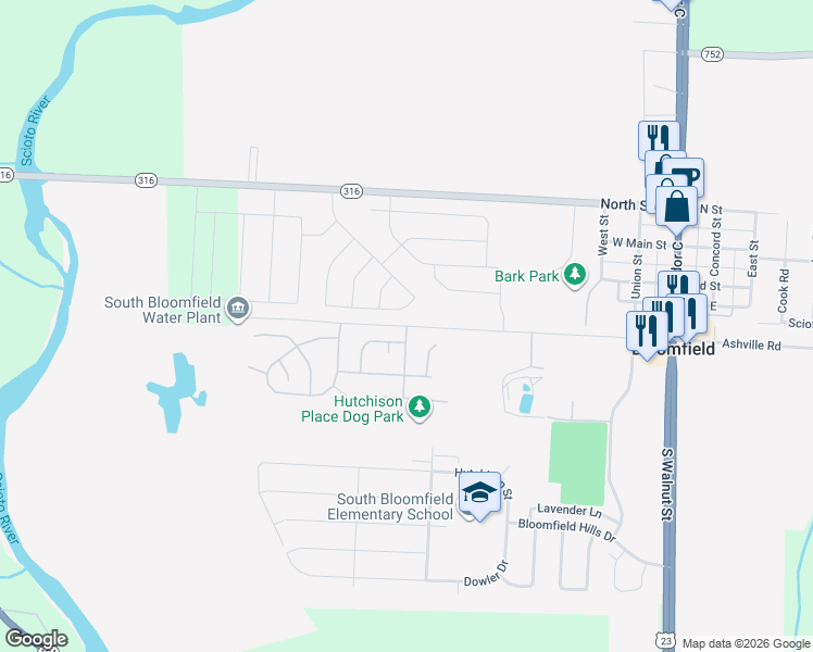 map of restaurants, bars, coffee shops, grocery stores, and more near 3525-3599 Northup Avenue in South Bloomfield