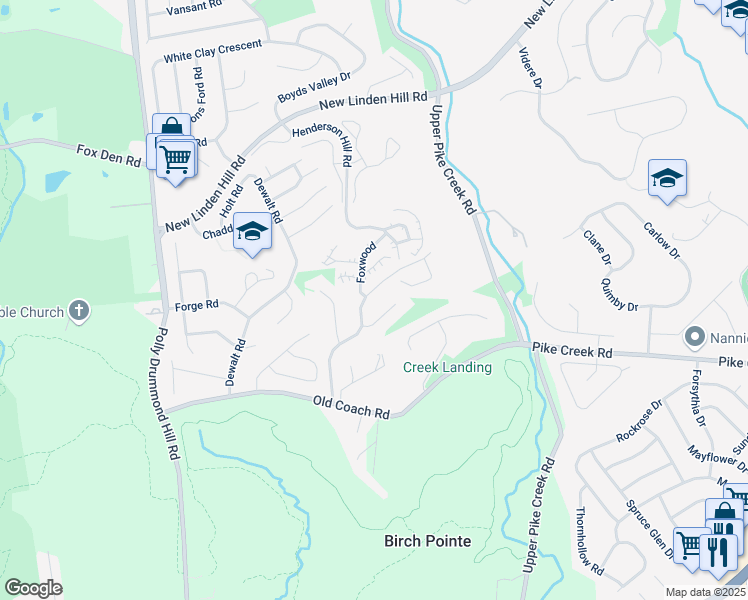 map of restaurants, bars, coffee shops, grocery stores, and more near 23 Henderson Hill Road in Newark