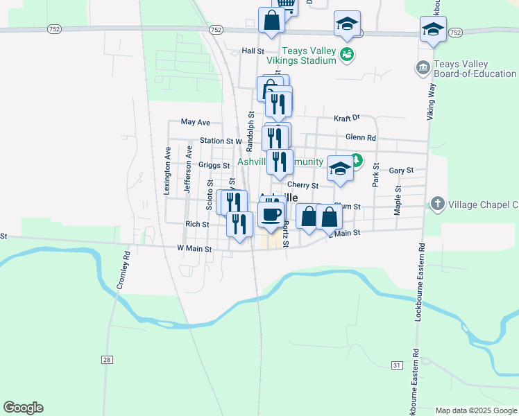 map of restaurants, bars, coffee shops, grocery stores, and more near 118 Randolph Street in Ashville