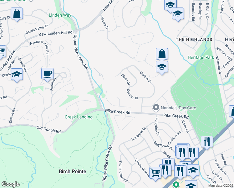 map of restaurants, bars, coffee shops, grocery stores, and more near 321 Quimby Drive in Wilmington