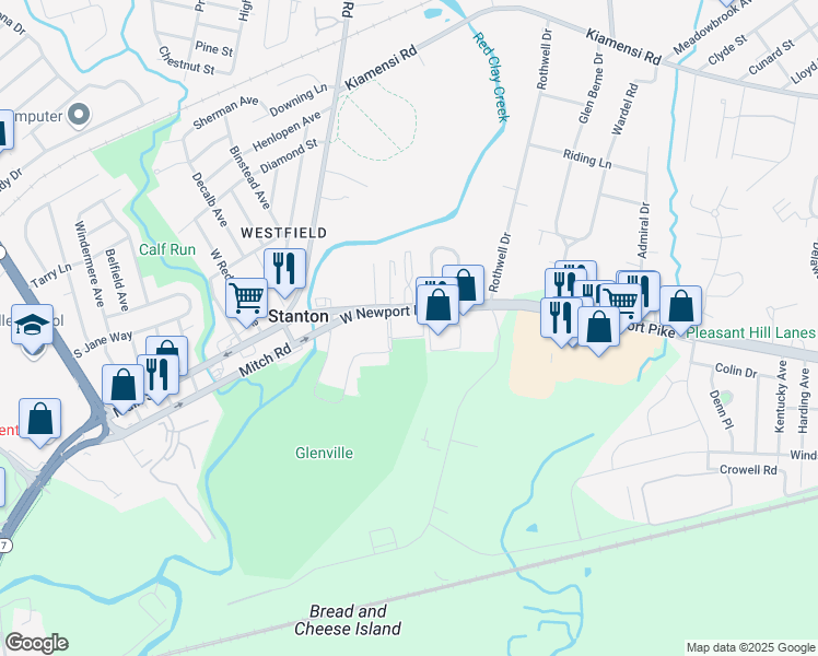 map of restaurants, bars, coffee shops, grocery stores, and more near 2020 West Newport Pike in Wilmington