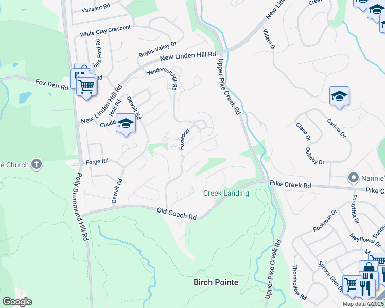 map of restaurants, bars, coffee shops, grocery stores, and more near 23 Henderson Hill Road in Newark