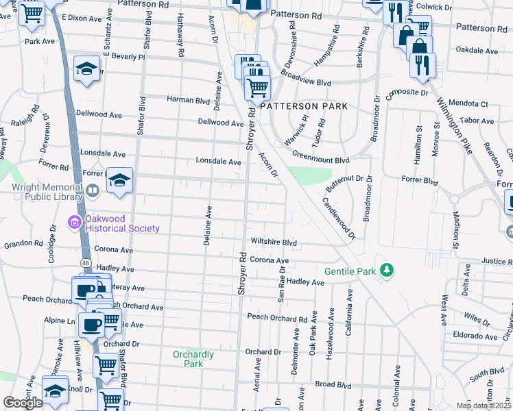 map of restaurants, bars, coffee shops, grocery stores, and more near 512 Aberdeen Avenue in Kettering
