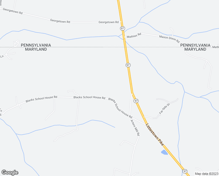 map of restaurants, bars, coffee shops, grocery stores, and more near 2100 Blacks School House Road in Taneytown