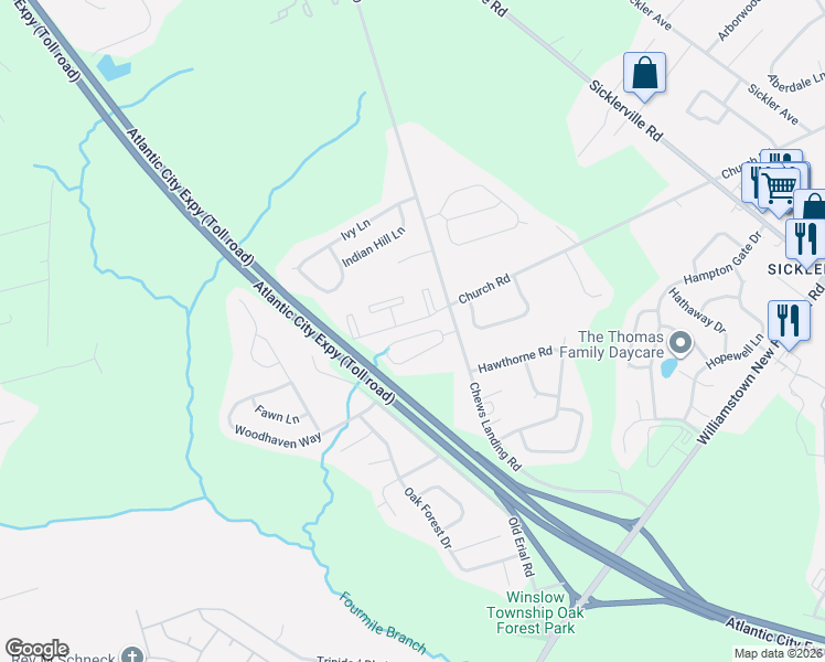 map of restaurants, bars, coffee shops, grocery stores, and more near 702 Tara Drive in Sicklerville