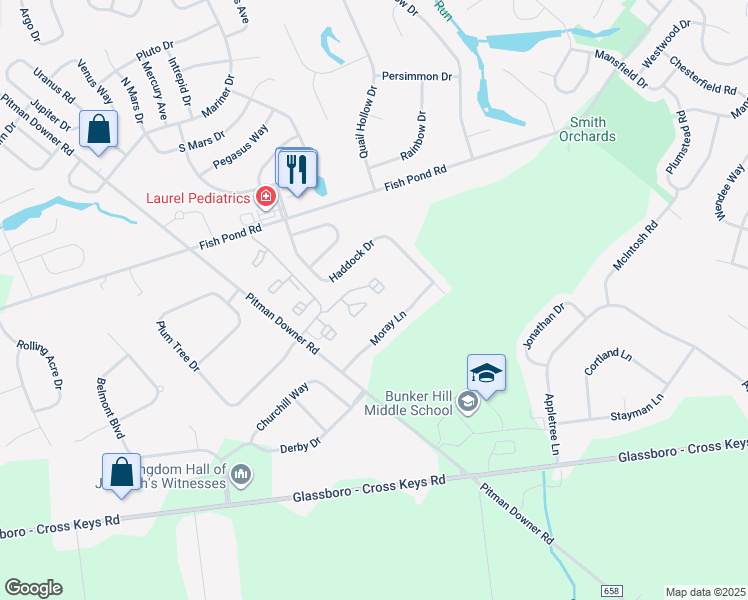 map of restaurants, bars, coffee shops, grocery stores, and more near 645 Covington Court in Washington Township