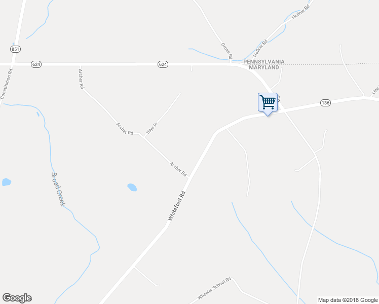 map of restaurants, bars, coffee shops, grocery stores, and more near 2949 Whiteford Road in Whiteford