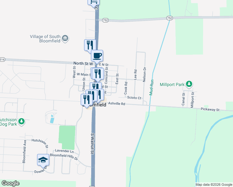 map of restaurants, bars, coffee shops, grocery stores, and more near 5010 South Street West in Ashville