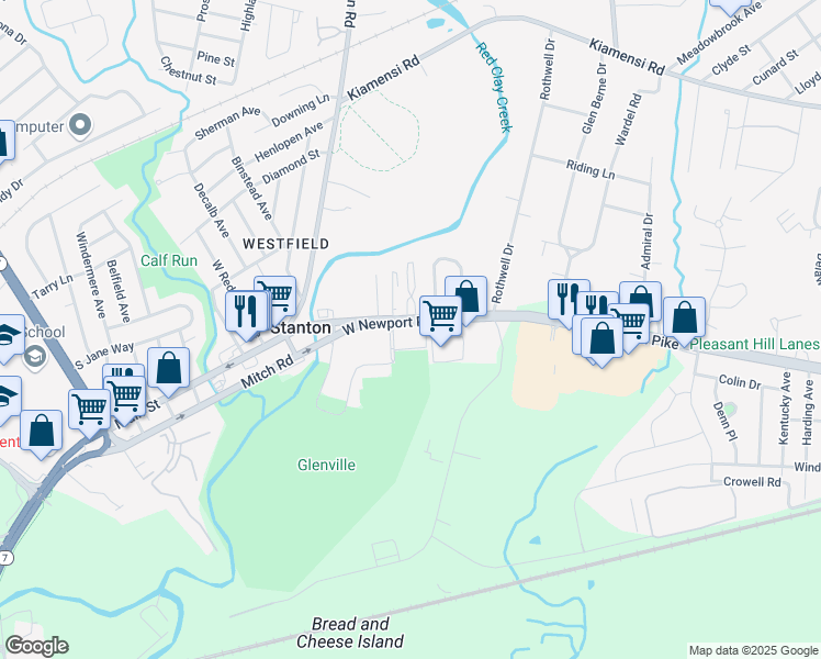 map of restaurants, bars, coffee shops, grocery stores, and more near 2020 West Newport Pike in Wilmington