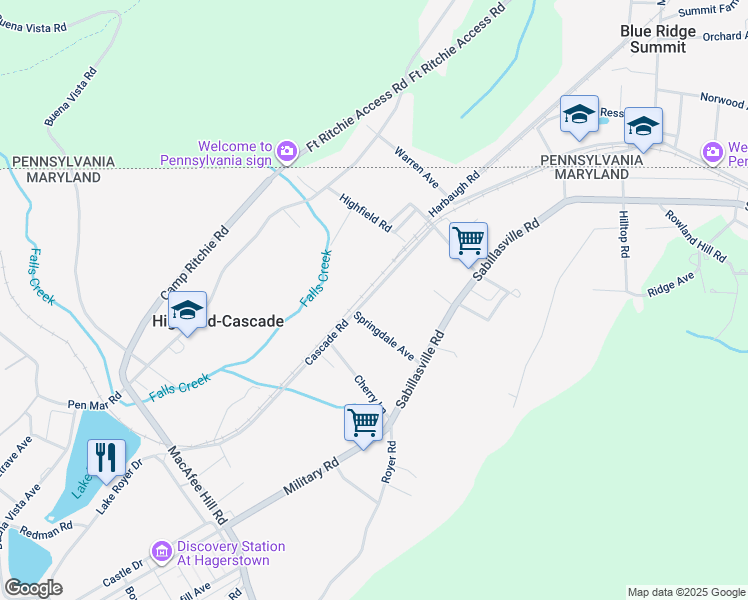 map of restaurants, bars, coffee shops, grocery stores, and more near 25411 Cascade Road in Highfield-Cascade