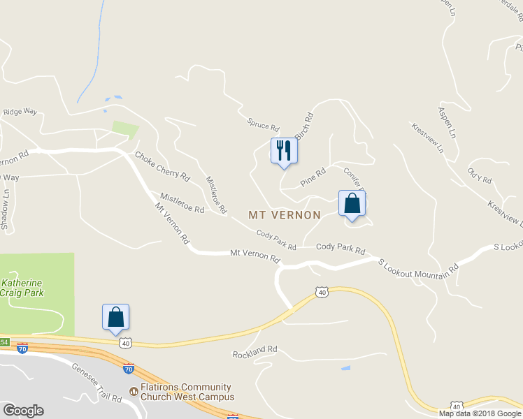 map of restaurants, bars, coffee shops, grocery stores, and more near 85 Spruce Road in Golden