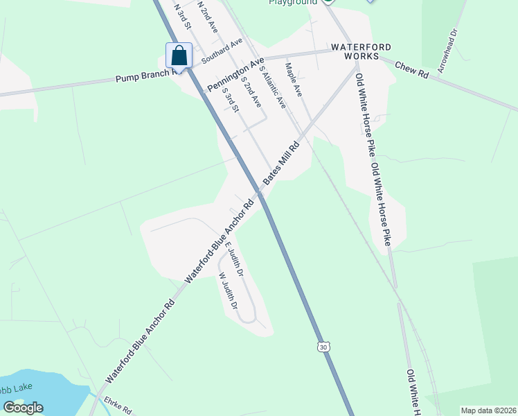 map of restaurants, bars, coffee shops, grocery stores, and more near 305 South White Horse Pike in Winslow Township