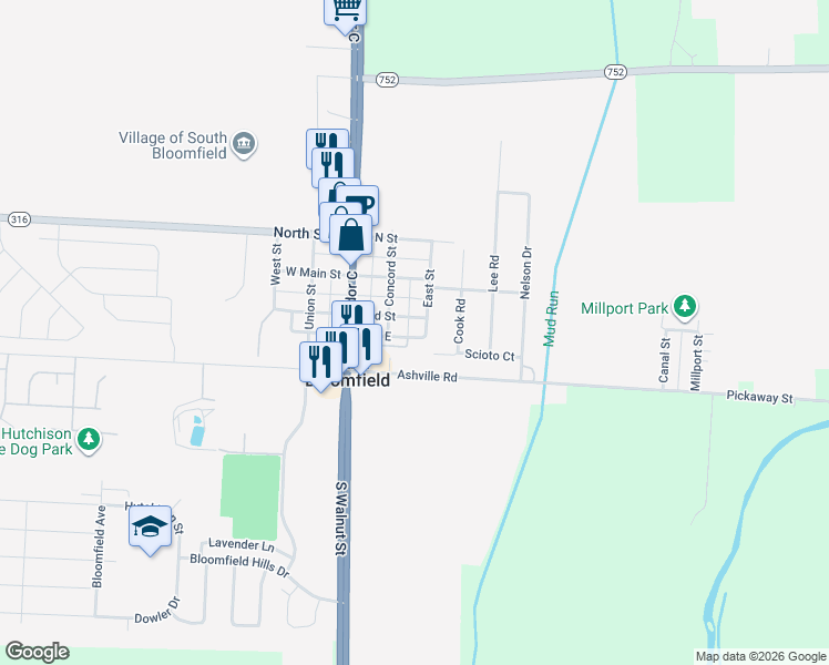 map of restaurants, bars, coffee shops, grocery stores, and more near 5010 South Street West in Ashville