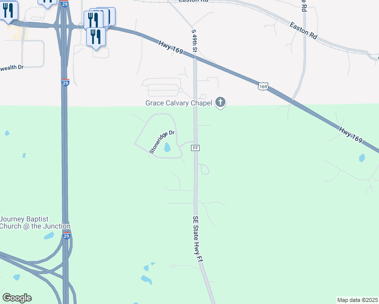 map of restaurants, bars, coffee shops, grocery stores, and more near 5374-5480 Southeast State Highway Ff in St. Joseph