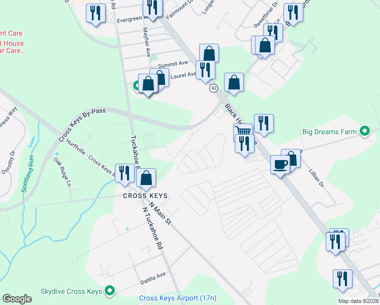 map of restaurants, bars, coffee shops, grocery stores, and more near 1 Lydian Drive in Monroe