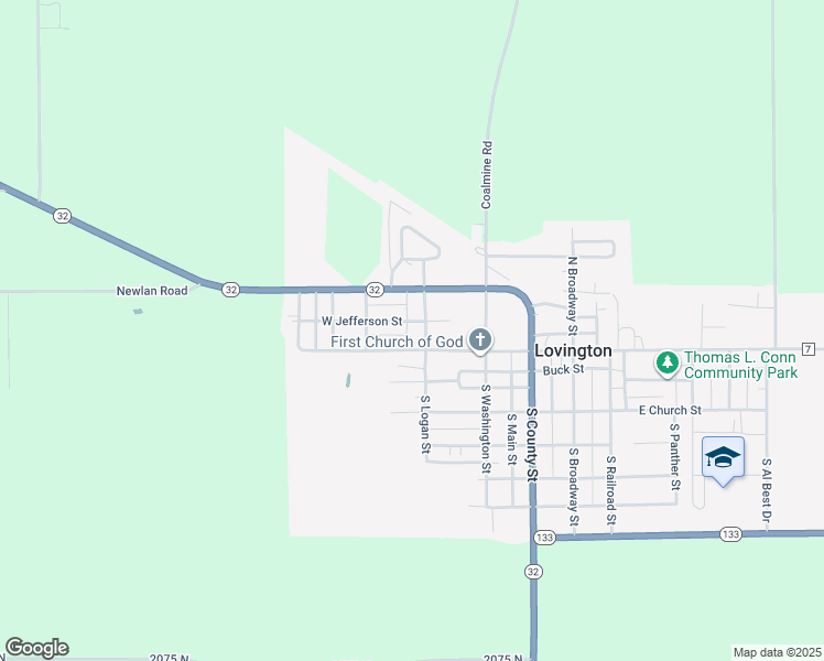 map of restaurants, bars, coffee shops, grocery stores, and more near 501-599 West State Street in Lovington