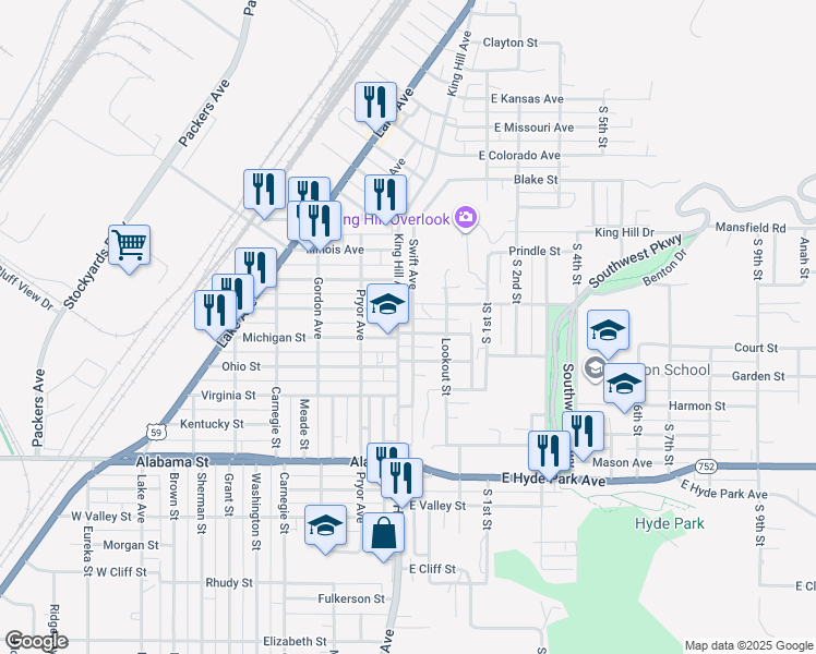 map of restaurants, bars, coffee shops, grocery stores, and more near 203 Harvard Street in Saint Joseph