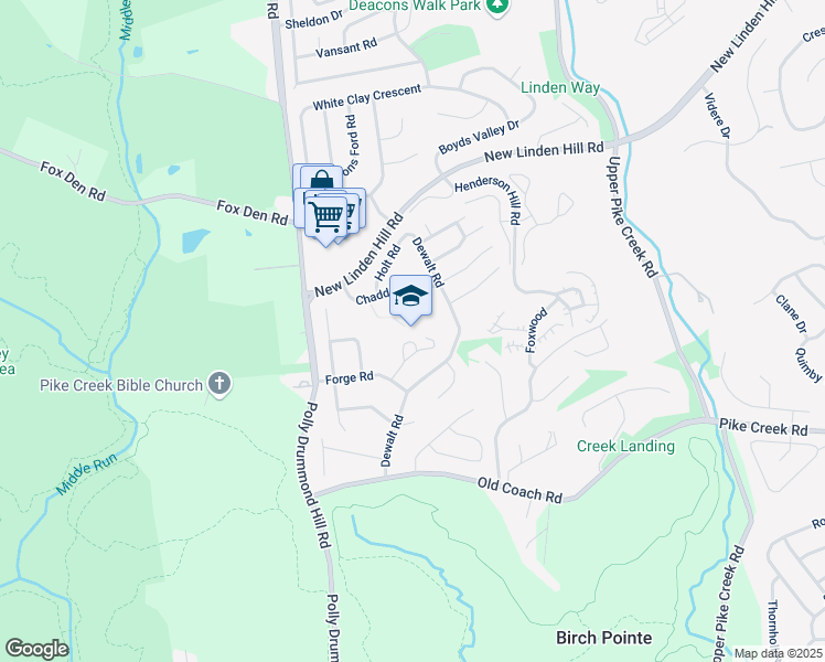 map of restaurants, bars, coffee shops, grocery stores, and more near 14 Forge Road in Newark