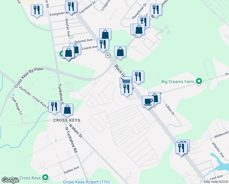 map of restaurants, bars, coffee shops, grocery stores, and more near 2059-2063 East Black Horse Pike in Monroe