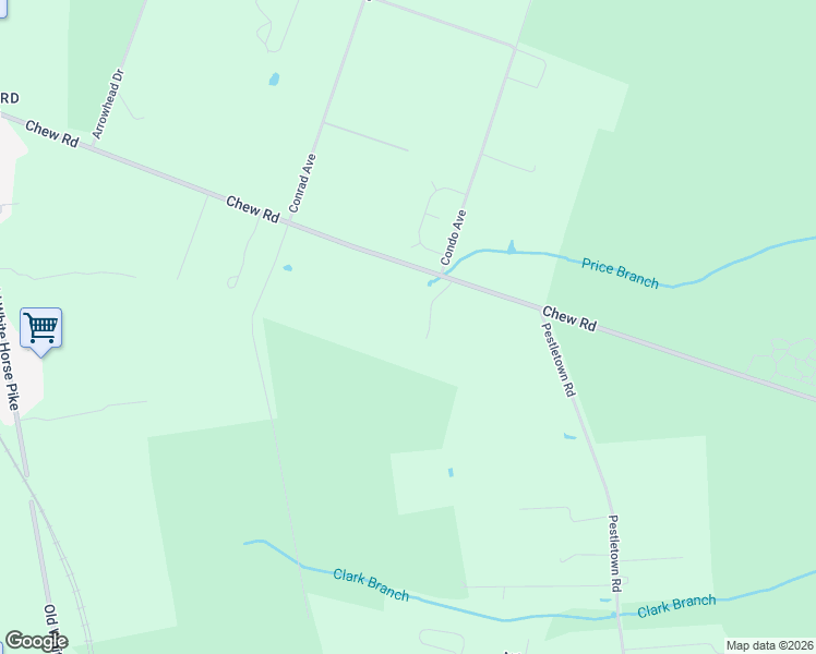 map of restaurants, bars, coffee shops, grocery stores, and more near 1217 Chew Road in Waterford
