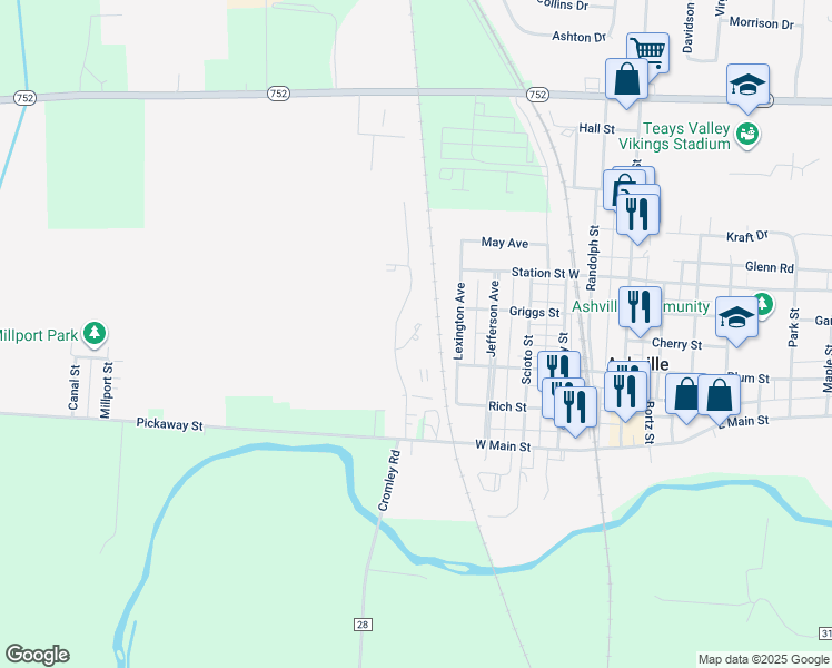 map of restaurants, bars, coffee shops, grocery stores, and more near 221 Miller Avenue in Ashville