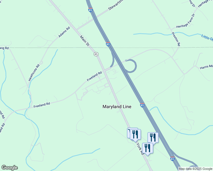map of restaurants, bars, coffee shops, grocery stores, and more near in Maryland Line