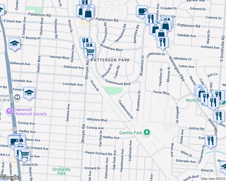 map of restaurants, bars, coffee shops, grocery stores, and more near 1132 Tudor Road in Kettering
