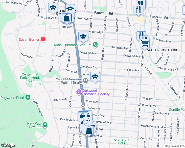 map of restaurants, bars, coffee shops, grocery stores, and more near in Kettering