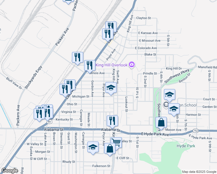 map of restaurants, bars, coffee shops, grocery stores, and more near 113 Massachusetts Street in Saint Joseph