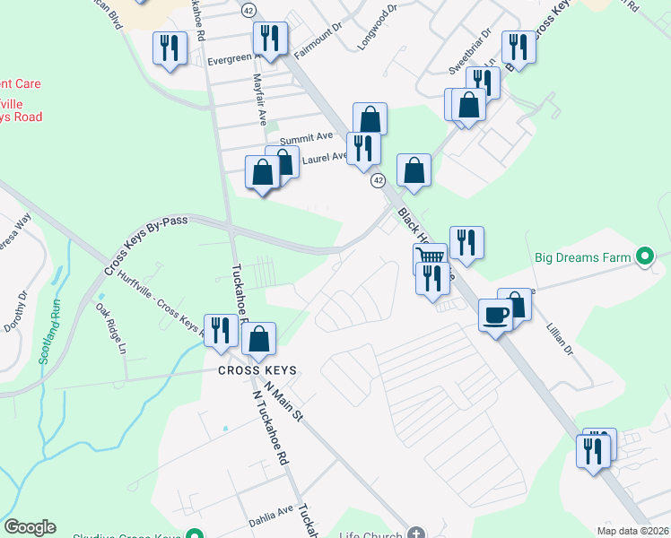map of restaurants, bars, coffee shops, grocery stores, and more near 73 Berlin - Cross Keys Road in Washington Township