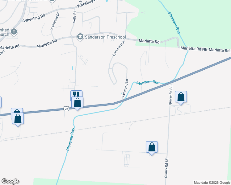 map of restaurants, bars, coffee shops, grocery stores, and more near 399 Lynwood Lane in Lancaster