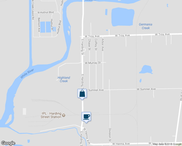 map of restaurants, bars, coffee shops, grocery stores, and more near 3321 Chase Street in Indianapolis