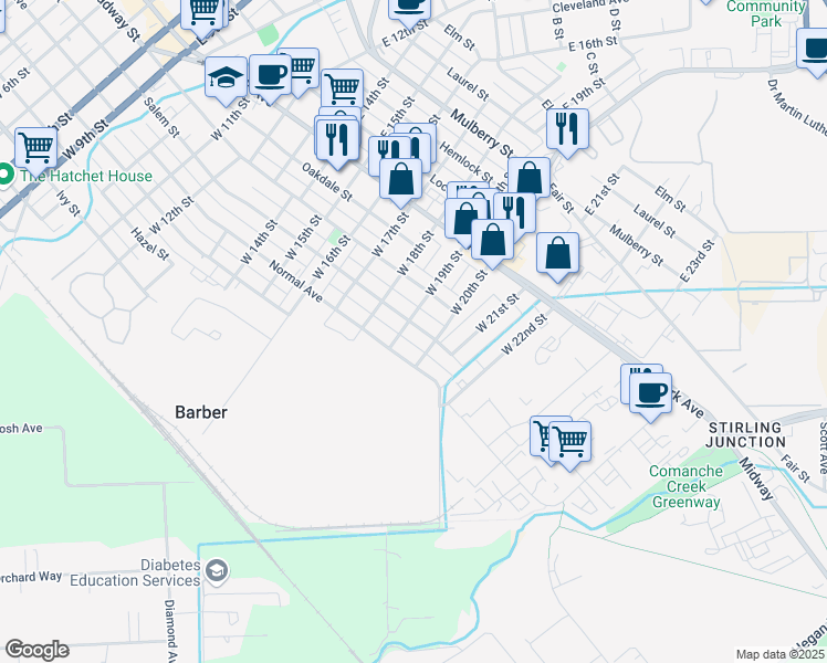 map of restaurants, bars, coffee shops, grocery stores, and more near 1916 Salem Street in Chico