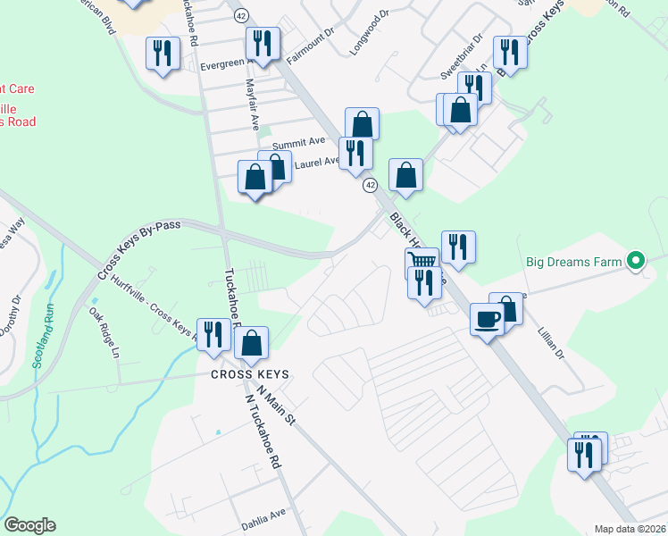 map of restaurants, bars, coffee shops, grocery stores, and more near 73 Berlin - Cross Keys Road in Washington Township