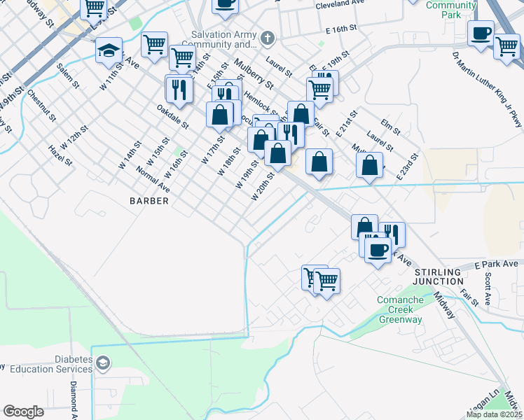 map of restaurants, bars, coffee shops, grocery stores, and more near 216 West 21st Street in Chico