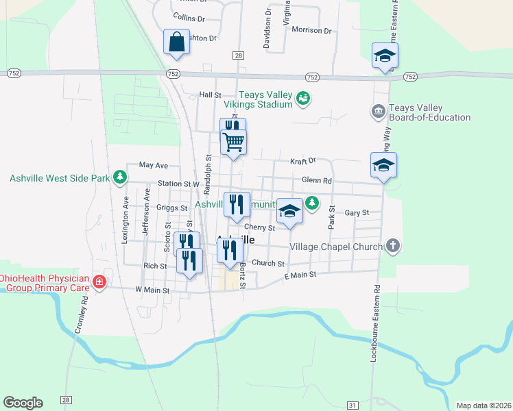 map of restaurants, bars, coffee shops, grocery stores, and more near 182 Powell Street in Ashville