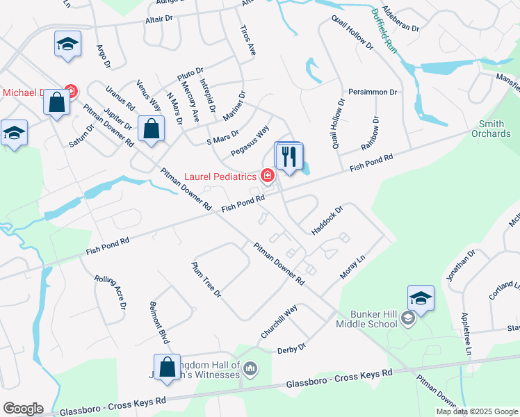 map of restaurants, bars, coffee shops, grocery stores, and more near 140 Haven Court in Washington Township