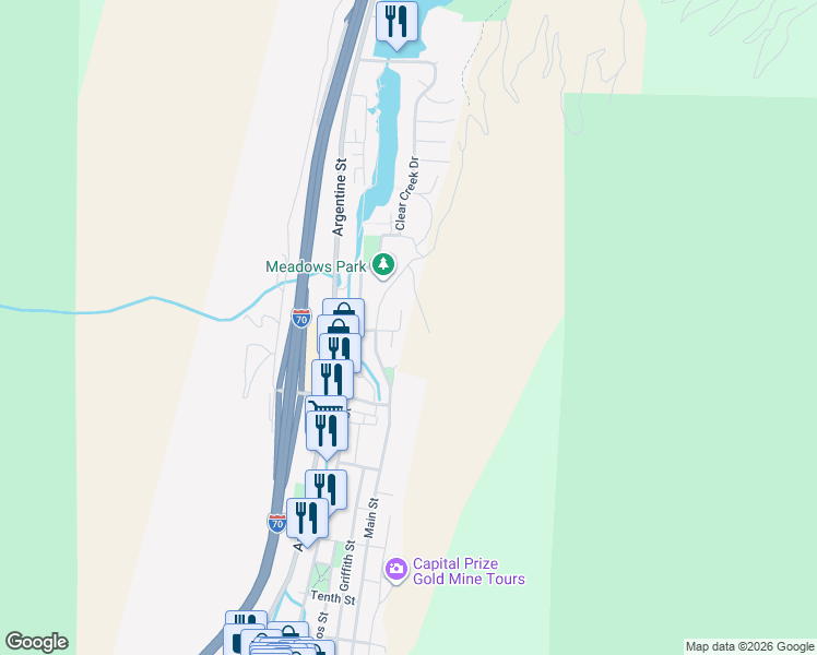 map of restaurants, bars, coffee shops, grocery stores, and more near 1700 Sunburst Circle in Georgetown