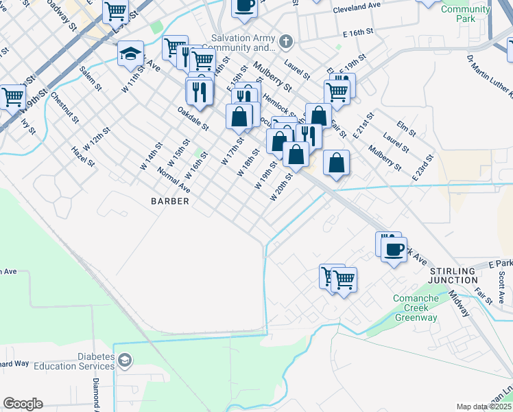 map of restaurants, bars, coffee shops, grocery stores, and more near 244 West 20th Street in Chico