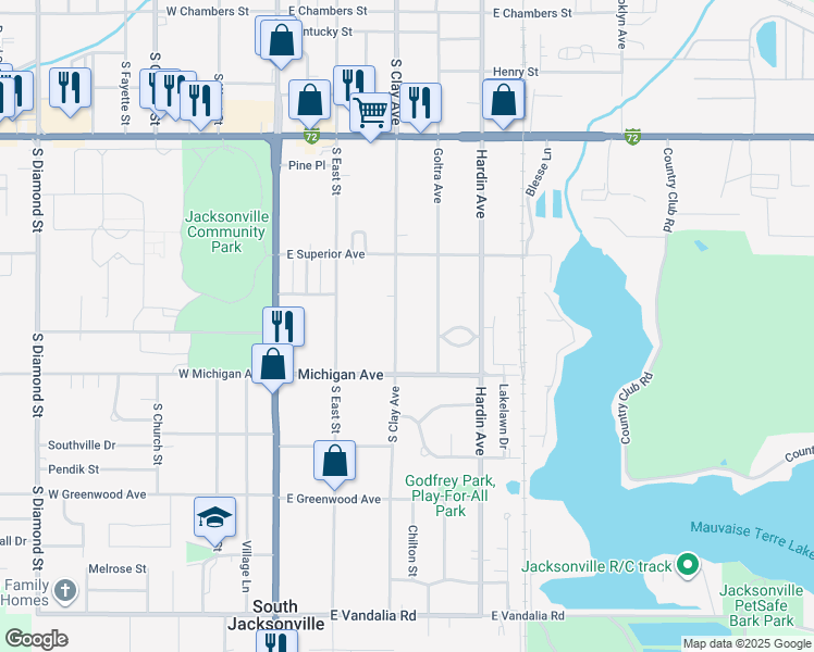 map of restaurants, bars, coffee shops, grocery stores, and more near 1357-1369 Goltra Ave in Jacksonville