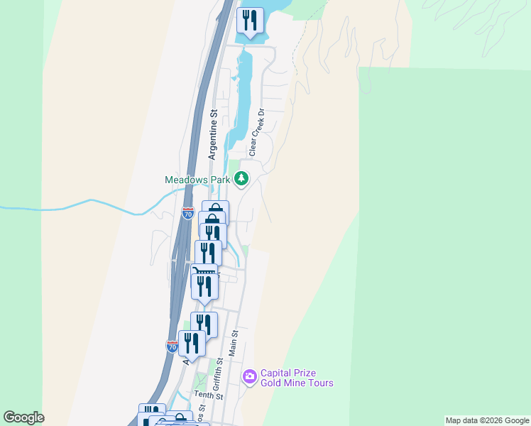 map of restaurants, bars, coffee shops, grocery stores, and more near 1700 Sunburst Circle in Georgetown