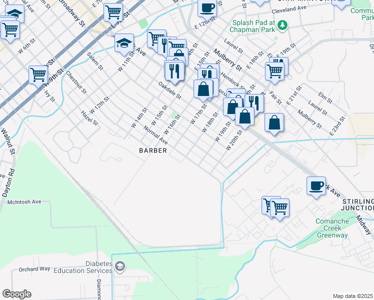 map of restaurants, bars, coffee shops, grocery stores, and more near 330 West 18th Street in Chico