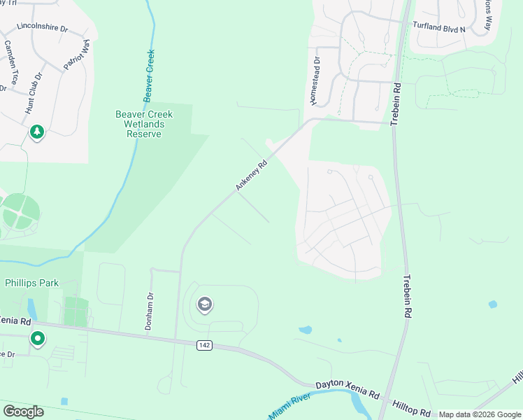 map of restaurants, bars, coffee shops, grocery stores, and more near 1122 Ankeney Road in Xenia