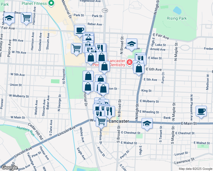 map of restaurants, bars, coffee shops, grocery stores, and more near 138 West 5th Avenue in Lancaster