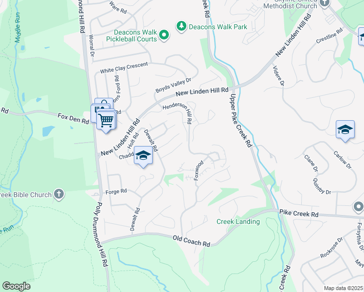 map of restaurants, bars, coffee shops, grocery stores, and more near 105 Benham Court in Newark