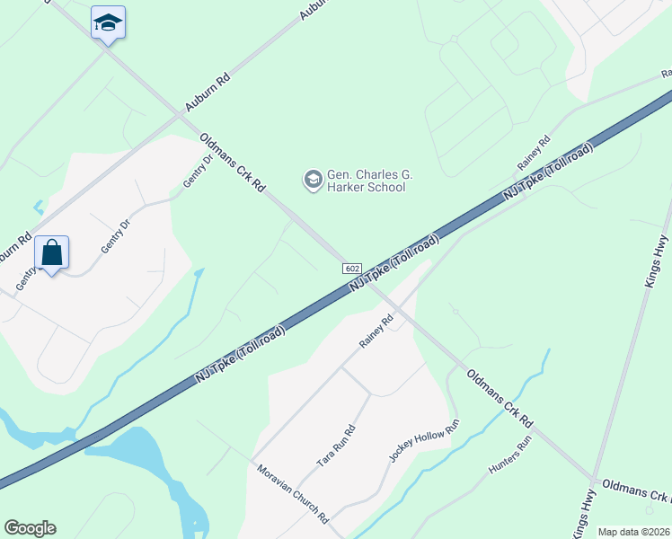 map of restaurants, bars, coffee shops, grocery stores, and more near 10 Karens Court in Woolwich Township