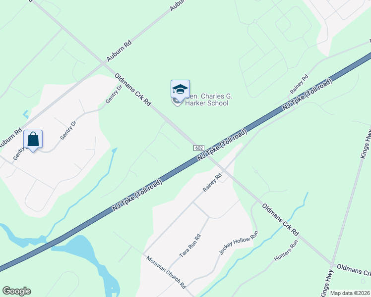 map of restaurants, bars, coffee shops, grocery stores, and more near 10 Karens Court in Woolwich Township